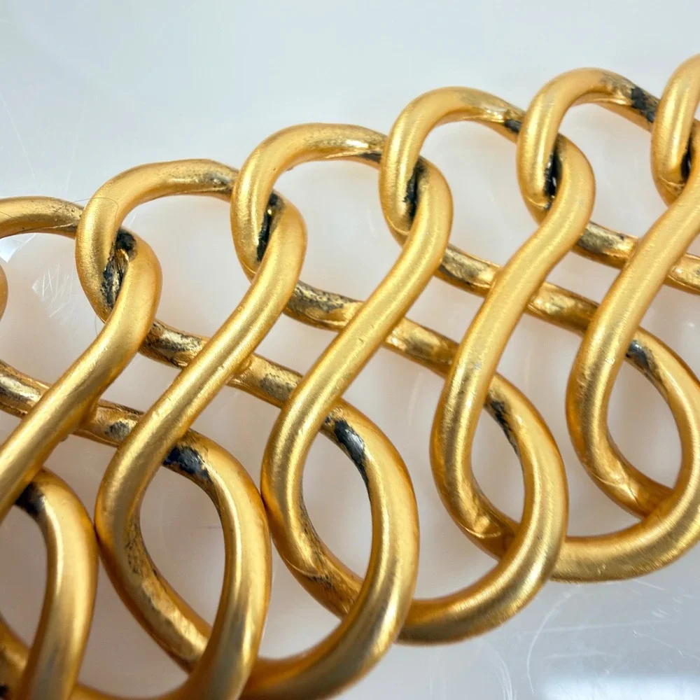 Vintage Anne Klein Necklace Chunky Gold Tone Bib Interlocking Figure 8 Links 17